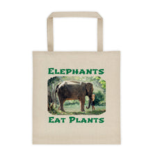 Load image into Gallery viewer, Elephants Eat Plants Tote bag