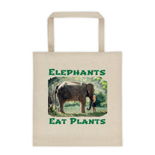 Load image into Gallery viewer, Elephants Eat Plants Tote bag