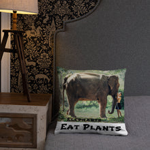 Load image into Gallery viewer, Elephants Eat Plants Square Accent Pillow