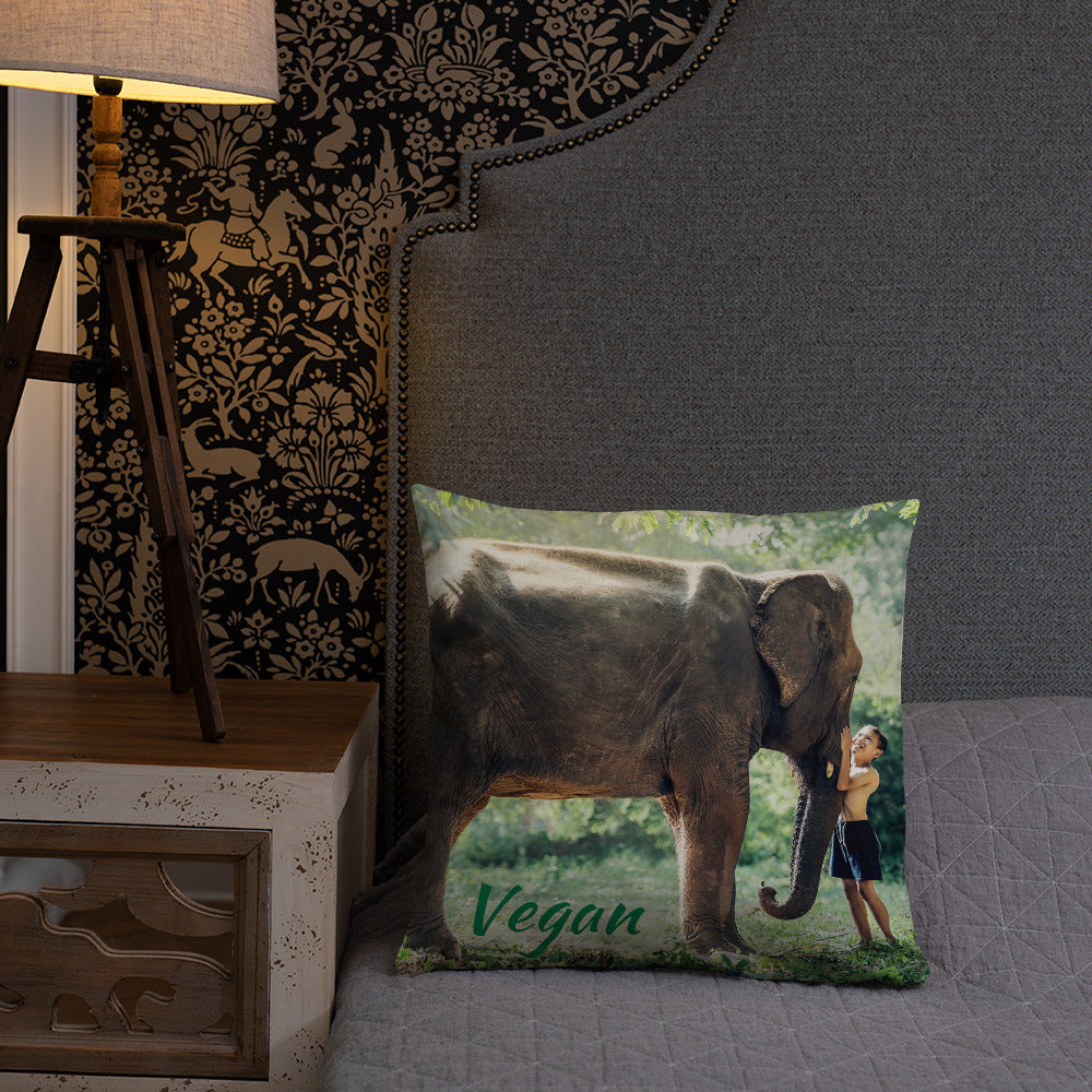 Inspiring Elephant Vegan Throw Pillow